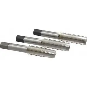 Cleveland Right Hand 3-Piece High Speed Steel Twist Drill Tap Set, 5/8-11 UNC, 4-Flute, Bottoming Plug & Taper Taps, Bright Finish, 3.813" OAL