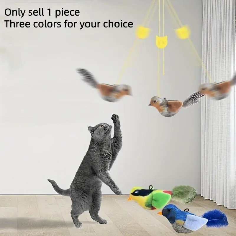 Interactive Cat Toy Bird Simulation, Wireless Rechargeable Physical Sound, Self-Entertainment & Exercise, Hanging Play Teaser Stick