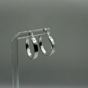 Women's Everyday Flat Hoops - Dainty Stainless Steel Earrings for Daily Wear, Minimalist Style Jewelry