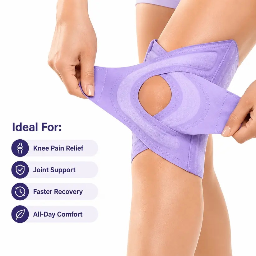 TYGLOBAL Premium Silicone Knee Support Brace - Adjustable Strap Wrap Joint Care Recovery Aid for Stability, Soothing Pain Relief, Daily Comfort & Walking