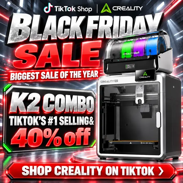 Creality K2/K2 Combo 3D Printer - CFS Multicolor Printing, 600mm/s Speed, 95% Pre-Assembled, Smart AI Camera, Auto Leveling, Next-Gen Direct Drive Extruder, 260×260×260mm Build Volume, for Precision Printing & Crafting,techvibes