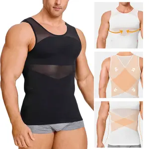 Men's Tummy Control Shirt & Compression Vest - Breathable Mesh Tank Top, Body Shaping Tank, Sleeveless Tight Tummy Underwear Tank Top Seamless Shapewear