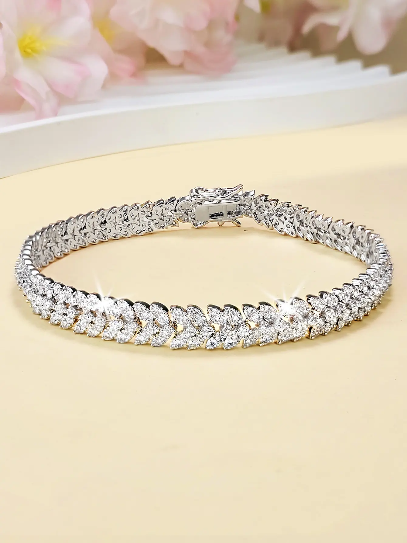 Fishbone tennis  Bracelet 【Zero Snagging  Anti-Pinch rhodium -Plated Waterproof Unisex 5A+ Zirconia Copper Man/Woman】