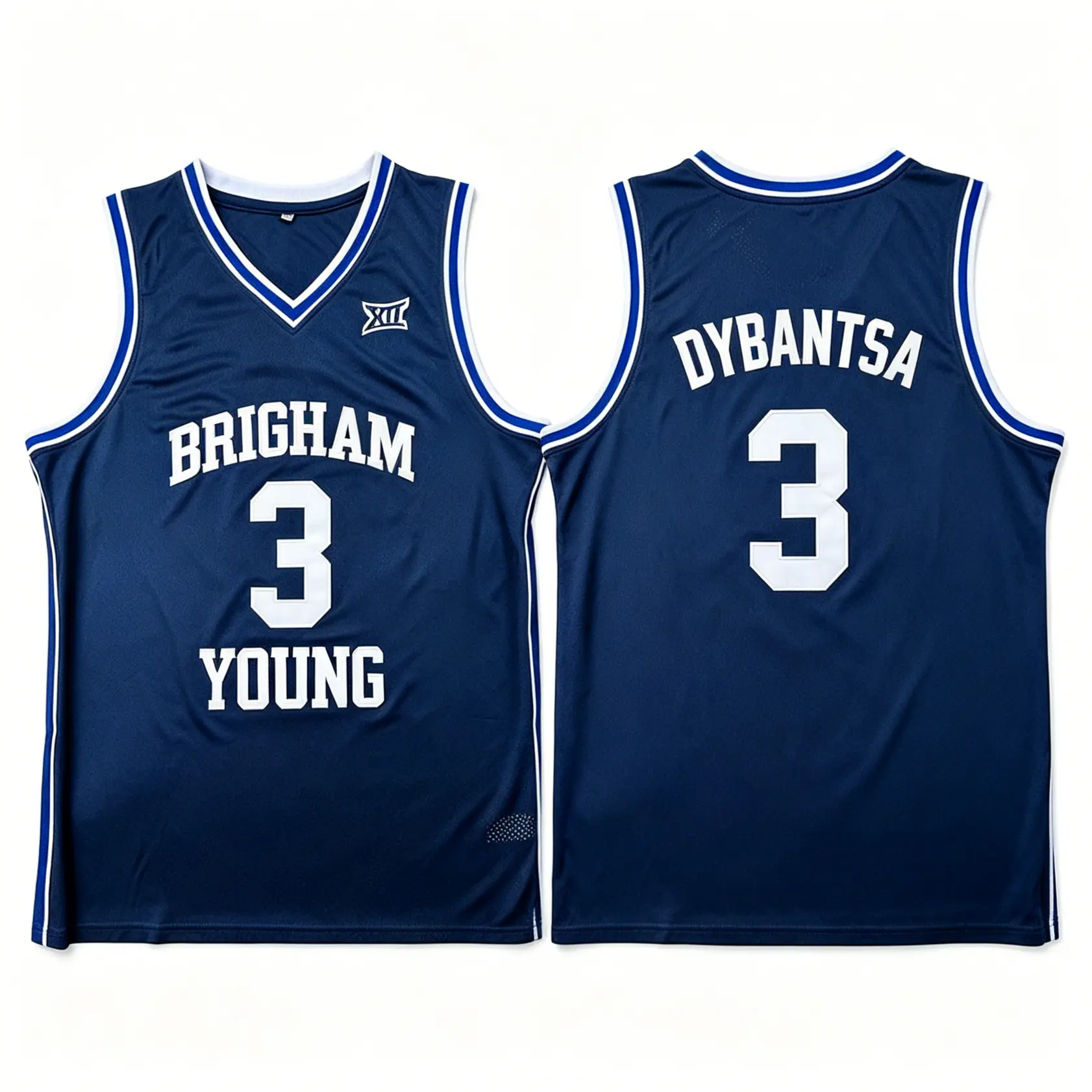 Men's Brigham Young University Retro Basketball Jersey, 3 Number Embroidery Breathable Mesh Sleeveless Streetwear Tank Top