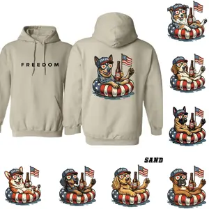[Sale Up To 50%] Dog Funny 4th of July 2 Side Hoodie - Sand, Dachshund 4th Of July Shirt, 4th of July Dog, 250th Anniversary Shirt, Patriotic Dog Gift