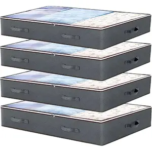 4-pack under bed storage containers with lids thin under bed clothing storage bags foldable under bed storage bags