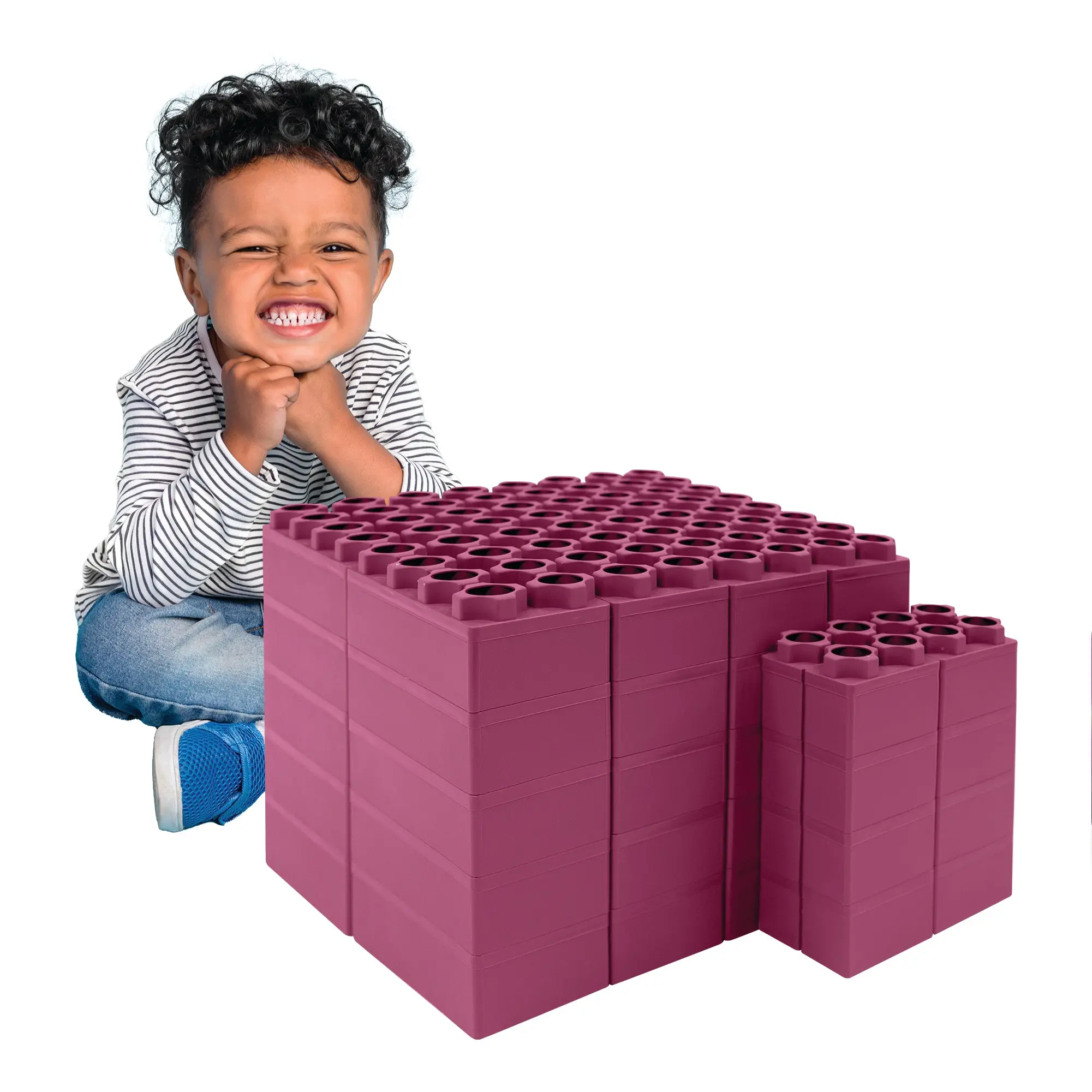 48 PC Jumbo Building Blocks for Kids Purple Single Color Set: Biggo Blocks Giant Building Blocks Ages 4-8 - Indoor & Outdoor STEM Learning Toys for Creative Building & Stacking Play
