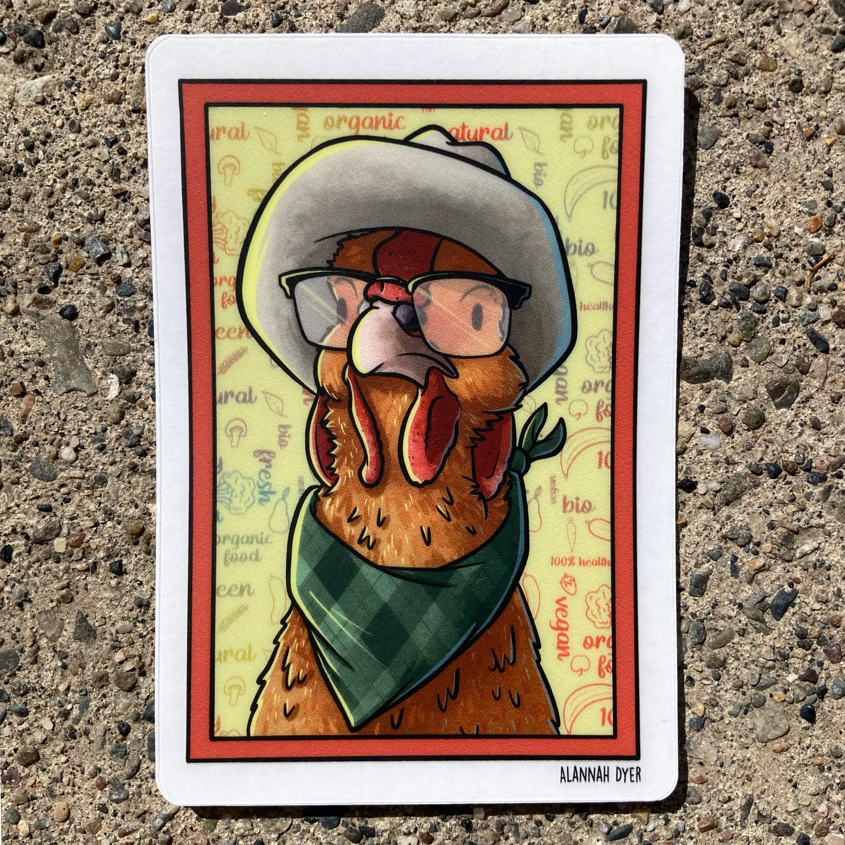 Hipster Chicken Sticker | Cute Funny Cartoon Animal Silly stickers | 3" Water Bottle | Laptop | College | Teen | Kids| Hipster| Chicken| Fun
