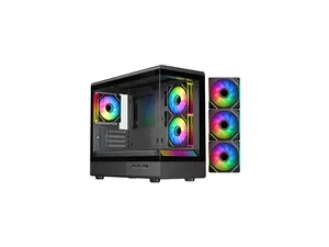 DIYPC ARGB-M1-BK Black USB3.0/ Type C Tempered Glass Micro ATX Gaming Computer Case w/ Dual Tempered Glass Panel and 3 x ARGB PWM Fans (Pre-Installed)