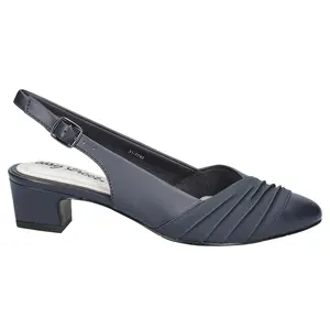 Easy Street Womens Bates Round Toe Slingback Pumps Dress Casual Low Heel 1-2" - Blue