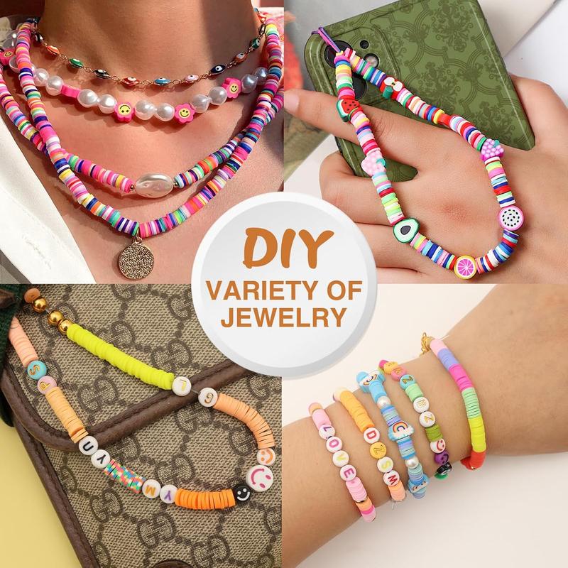 Cozy Fall Gift 9360PCS Clay Beads Bracelet Making Kit – 46 Colo-rs, Flat Polymer Heishi Beads with Complete Jewelry Making Accessories for Friendship Bracelets and Crafts
