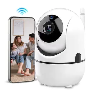 1080P HD Indoor Plug-In Style White Security  Camera With 355-Degree Rotation,32GB  Card/Cloud Storage 24/7 Loop Recording, Mobile Remote Control/Infrared Night Vision/Human Tracking/Alarm Push Functions, Homes/Offices/Factories/Streets/Warehouses