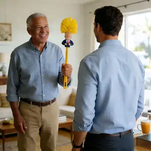 Toilet Brush for Bathroom Cleaning, Great Gag Gift, Fun Design, Toilet Bowl Brush with Solid Handle and Durable Bristles, Political Satire Products