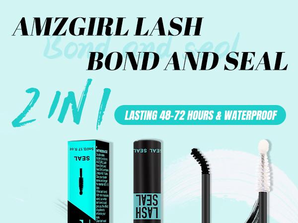 AMZGIRL LASH Bond & Seal 10ML Waterproof Cluster Lash Glue with Mascara Brush for Eyelash Extensions Strong Gentle Lash Cluster Glue