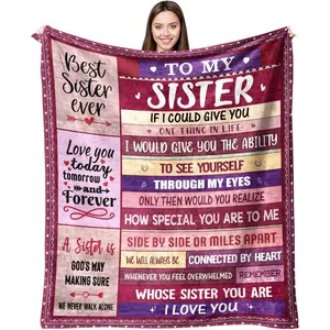 Sister Blanket Gift for Sister for Mothers Day from Brother Big Sister Gifts - to My Sister Blanket for Sofa Bed- Unique Birthday Gift Thank You for Sister