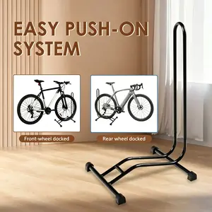3-in-1 Upright Bicycle Storage Rack, Freestanding Floor Stand, Space Saver for Mountain/Road Bikes, Max 29" Wheel Diameter