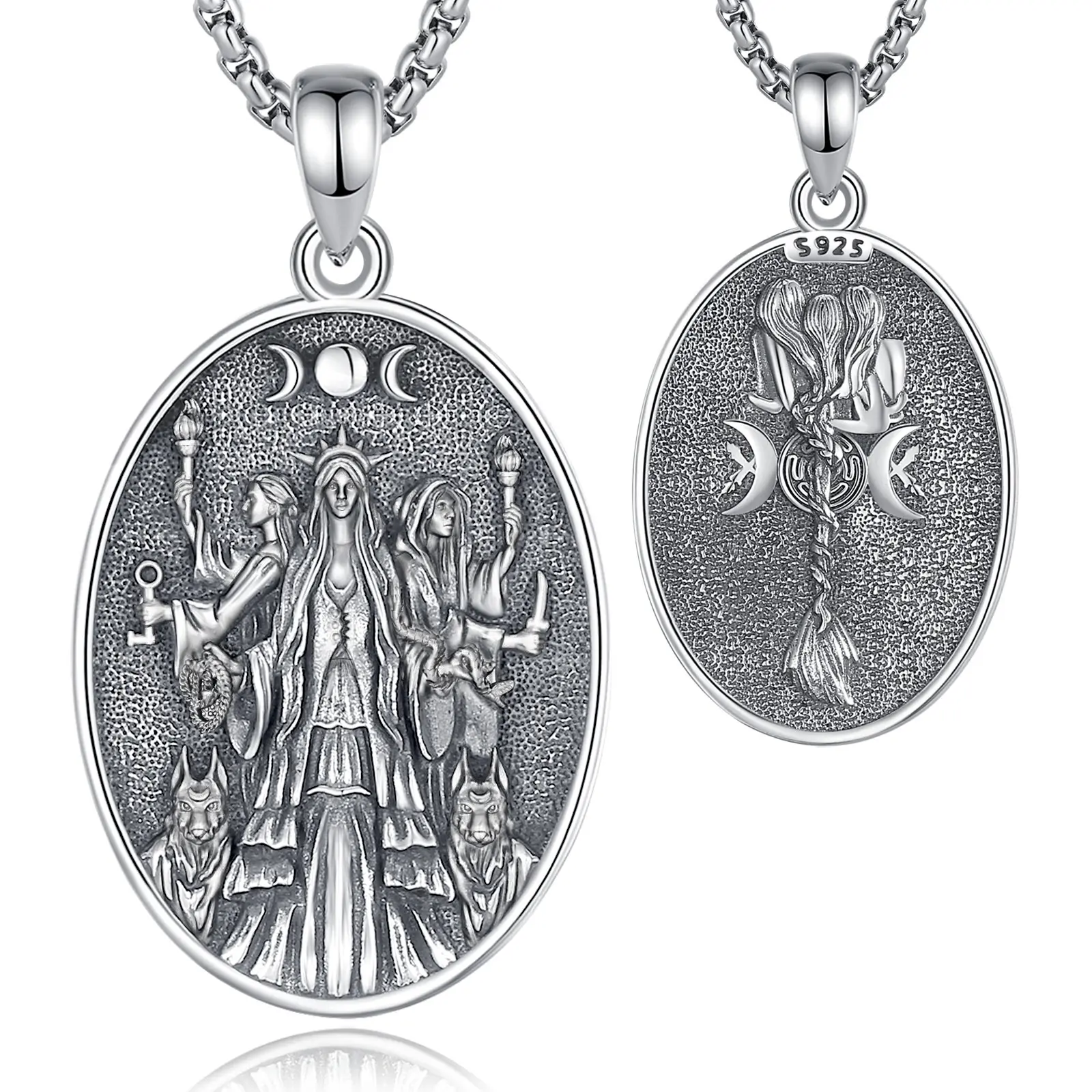 Double-Sided Triple Moon Goddess Key Hair