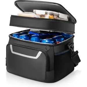 Small Cooler Bag 24/48 Can Insulated Lunch Box Double Deck Soft Leak-Proof Waterproof Collapsible Ice Chest for Men Women Work Travel Car Trip Picnic Beach