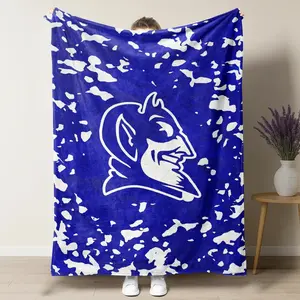 March Madness Duke Blue Devils Soft and Warm Huge Raschel Throw Blanket,Official Inspired Mascot Cozy Throw Blanket for Game Days, Dorms & Duke Alumni Home Decor