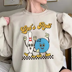 Lets Roll Bowling Shirt, Trending Unisex Tee Shirt, Funny Bowling Unisex Shirt, Vintage Bowling Gift for Bolwer, Bowler Sweatshirt Hoodie L6