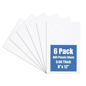 White ABS Plastic Sheet 8" x 12"x 0.06" Flexible Moldable Impact Strength and High Tensile 1/16" Thick (1.5mm) Abs Sheet, Moldable Plastic DIY Materials for Home Decor and Handicrafts, 6 Pack