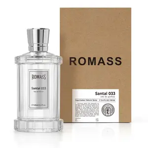 ROMASS Santal 033 Unisex EDP Parfum Spray 100ML Aromatic Woody Fragrance with Cardamom Violet Cedarwood Sandalwood Vetiver Musk Leather Violet