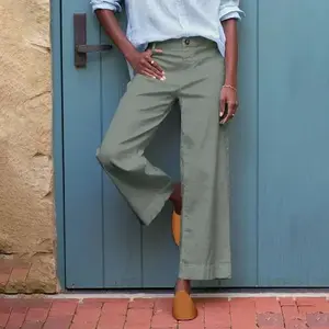 Wide leg work pants for women, business casual high waisted pants, lightweight cotton and linen pants, autumn shorts, women's fashionable loose denim shorts, women's bottomsRAIMENTRY