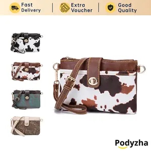 [READY STOCK] Podyzha Gift Fashionable Retro Cow Print Crossbody Bag - Western Aztec Clutch & Wristlet - Secure Coin Purse for Ethnic Style Enthusiasts