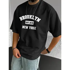 Brooklyn New York Letter Graphic T Shirt Unisex Vintage Streetwear Casual Loose Fit Cotton Tee For Summer Everyday Outfit