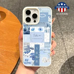 Premium Magnetic Case for iPhone11/12/13/14/15/16/promax Soft Blue Scripture MagSafe Ready,Anti-Fall,Ultra-Thin Design|Perfect for Everyday Use