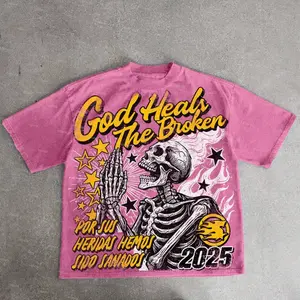 Gildan T-Shirt, God Heals The Broken Vintage Graphic Acid Wash T-shirt, Unisex (T-Shirt does not print the entire front, only the middle part as in the last illustration "Your Design Goes Here")