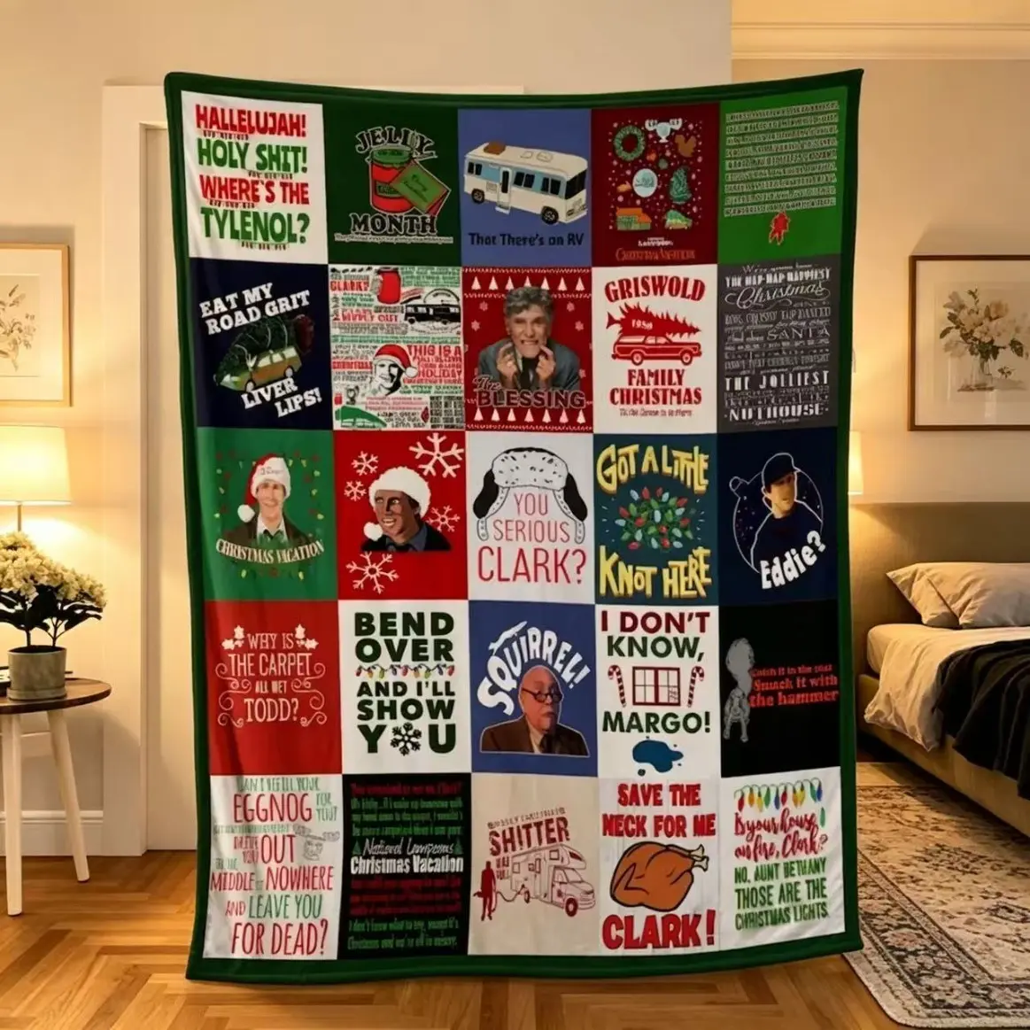Christmas Family Comedy Inspired Sherpa Fleece Blanket, Super Soft Cozy Plush Throw Blanket for Sofa, Bed, Bedroom, Living Room, Holiday Decor and Christmas Gift