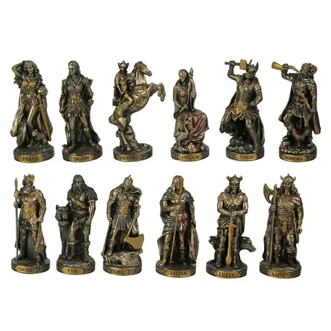 Norse God Figurine – 3.5" Bronze-Finish Polystone Resin Statue | Odin, Thor, Loki, Freya & More