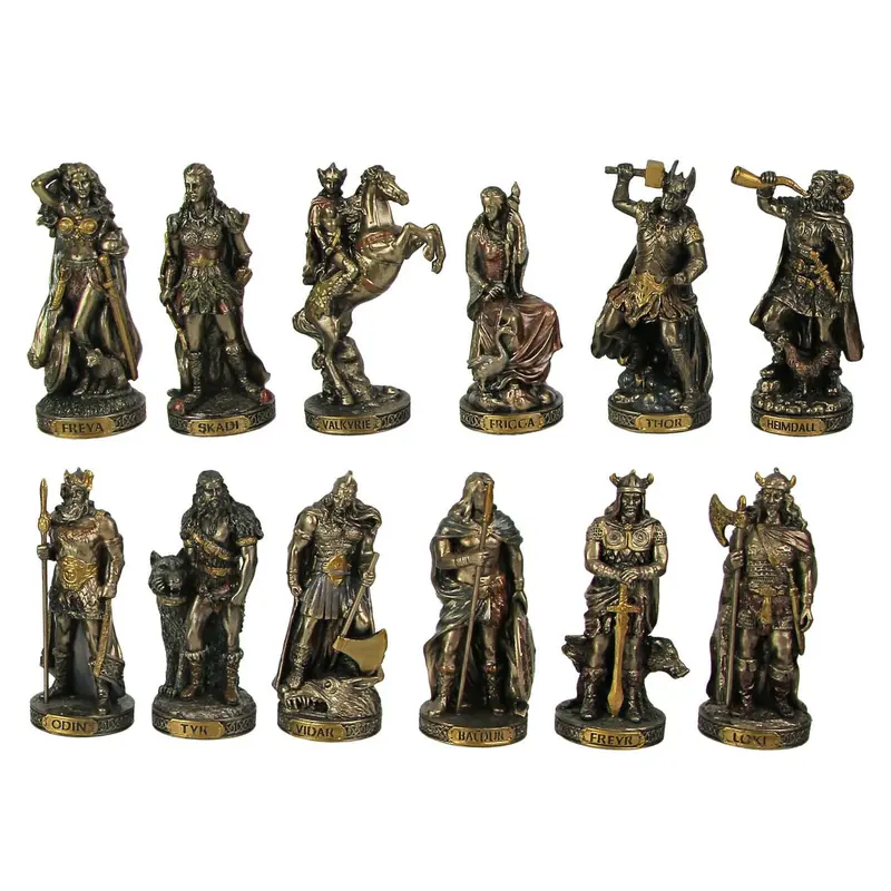 Norse God Figurine – 3.5" Bronze-Finish Polystone Resin Statue | Odin, Thor, Loki, Freya & More