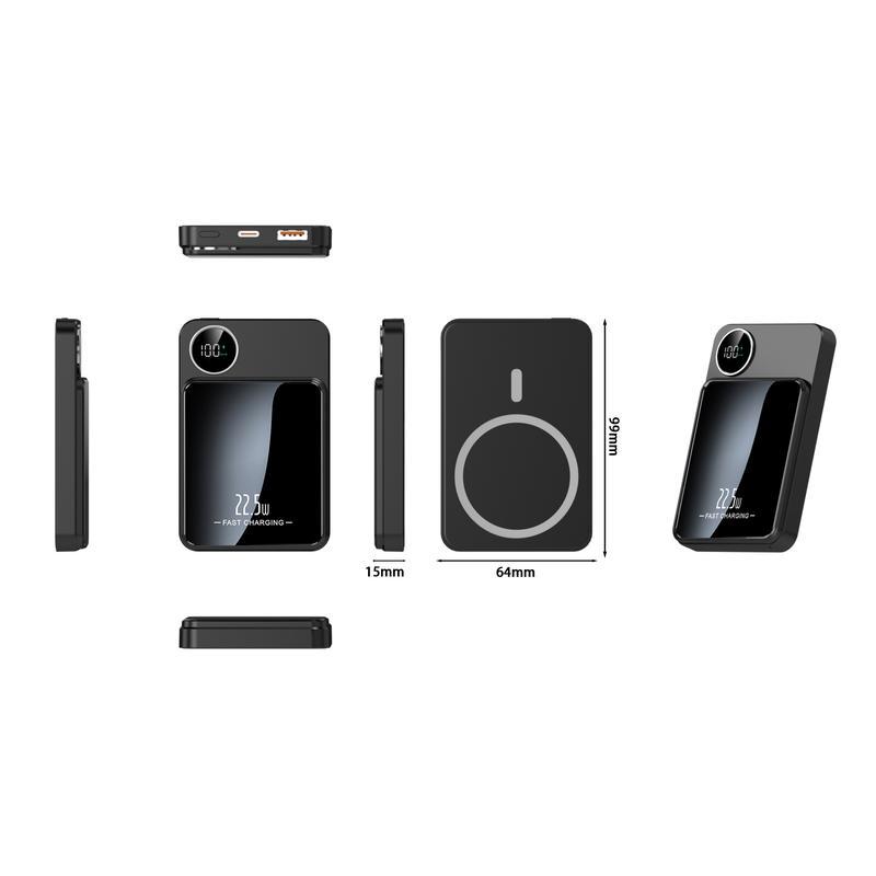 10000mAh Power Banck Portable Wireless Power Bank for Music Festival, 22.5W Magnetic Fast Charging Mobile Charger, Digital Display 5000mAh Power Bank, Phone Accessories