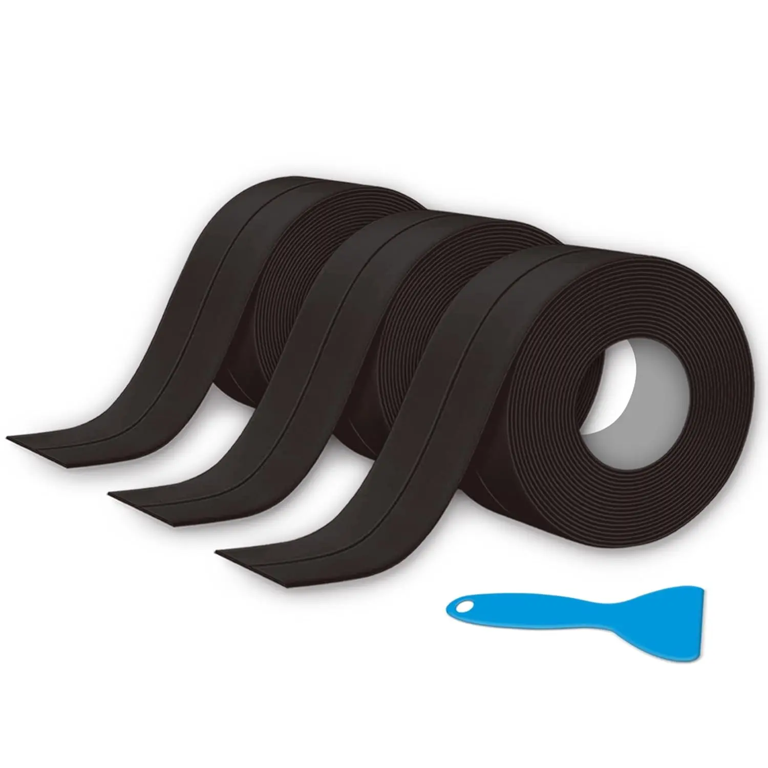 Black Caulk Tape 3 Pack, Bathroom Caulking   for Shower, Bathtub, Toilet Seal, Sink Edge Protector Kitchen Tape, Self-Adhesive Peel and Stick Removable Caulk Strip