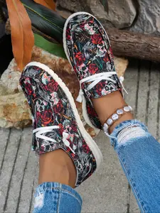 Women's Rose Skull Tie-Dye Loafers, Slip On Shoes, Footwear, Autumn New Style Casual Shoes, Halloween Gift Idea, Ghost Skull Design, Home & Outdoor Wear