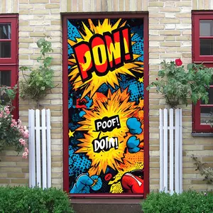 2pcs Superhero Comic Style Explosion Pattern Wall Stickers Creative POP Art Decorative Decals Self Adhesive Removable Cartoon Anime Home Decor for Kids Room Bedroom Living Room Door Boys Room Wall Dec