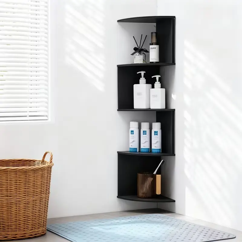 Heavy-duty plastic curved space-saving shelf, white corner shelf, living room corner shelf, bathroom shelf and organizer, corner bookshelf for bedroom, wall corner shelf, floating corner shelf, wall mounted shelf, Wall Mount Organizer