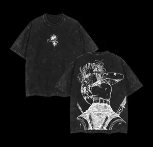 Toga Himiko My Hero Academia Anime Double Printed Vintage Washed Tee Unisex Oversize Anime Manga Washed Heavyweight Cotton T-shirt