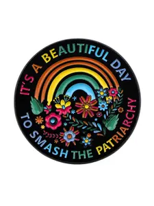 "It's a beautiful Day to smash the Patriarchy" Feminist Flower Brooch Pin, Personalized Women's Fashion Accessory, Perfect Gift for Her, Casual Style, All Seasons Wear