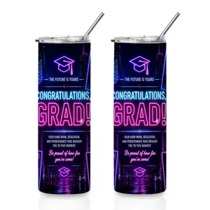 20oz Neon City Graduation Dream Believe Achieve Stainless Steel Tumbler， Tumbler with Lid Vacuum Insulated Travel Mug， Coffee Cups With Lids， Perfect Gifts For Birthday Holidays Gifts For Women and Men