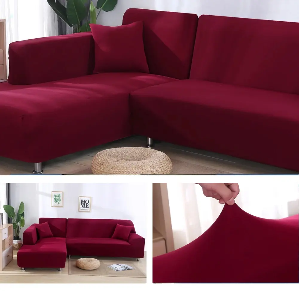 Solid Color 1/2/3/4 Seat Sofa Cover Stretch Milk Silk Fabric Couch Covers for Living Room Sectional Corner Settee Slipcovers 1PC