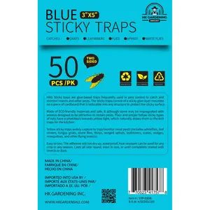 HK Gardening 50PCS Sticky Fly Trap Paper Blue Traps for Fruit Flies and Insects Pack