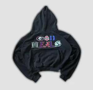 God Heals College Logo Printed Hoodie, Christian Faith Streetwear Pullover, Unisex Inspirational Gift for Believers