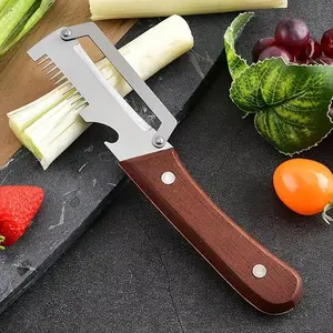 Wooden Handle Garlic Slicer Tool, Multi-Functional Vegetable Peeler, Kitchen Essential, Easy-To-Use Onion Peeling Device, Kitchen Peeling Utensils, Home Cooking Helper