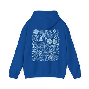 Blue Wildflower Hoodie Flower Hoodie Cute Womens Hoodie Oversized Hoodie Baby Blue Hoodie Plant Hoodie Granola Girl Aesthetic Hoodies