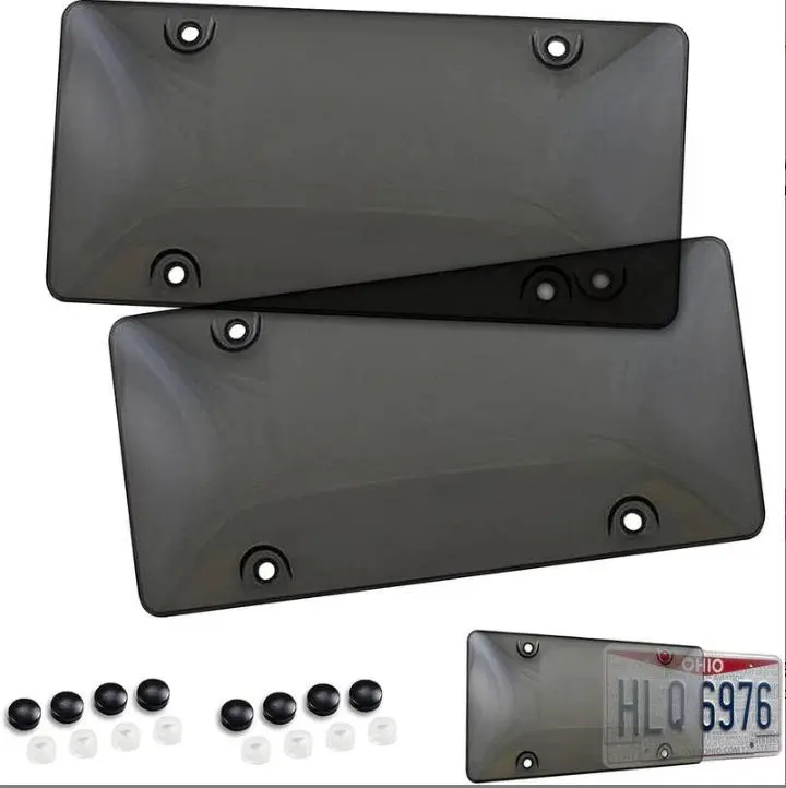 Unbreakable Vehicle License Plate Covers, 2pcs Black Transparent 6x12in UV-Resistant Clear Shields, Universal Fit for Car & Truck Frames in USA & Canada