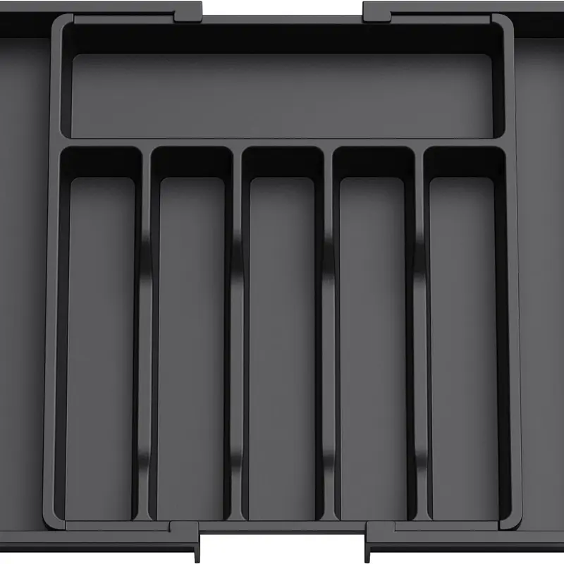 Expandable Silverware Drawer Organizer, Adjustable Plastic Flatware Tray for Kitchen, Compact Storage for Spoons & Forks Boxes Divided Compartments, Durable Storage Organizer