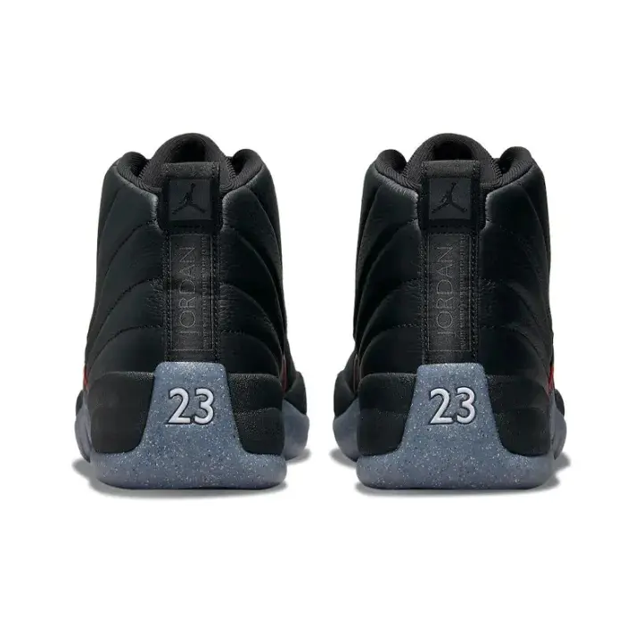 Brand New Sealed with Original Shoe Box Unisex Smooth Leather Multi-Color High Top Retro Basketball Sneakers All Black with Red Accent Transparent Grey Rubber Sole Street Casual Walking Footwear for Men Women All Ages